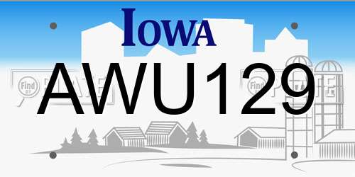 AWU129 Iowa License Plate