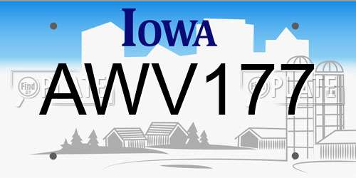AWV177 Iowa License Plate