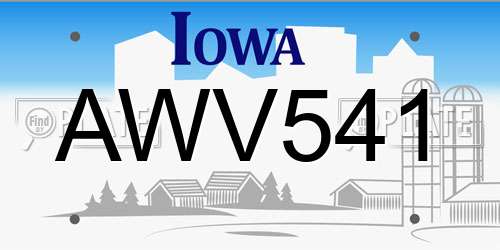 AWV541 Iowa License Plate