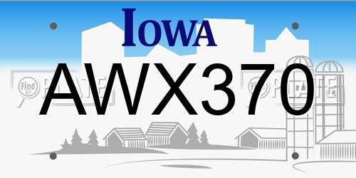 AWX370 Iowa License Plate