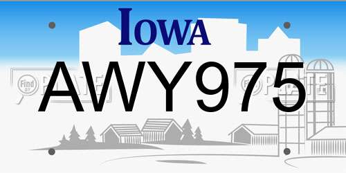 AWY975 Iowa License Plate