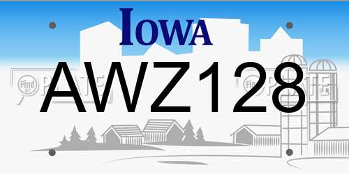 AWZ128 Iowa License Plate