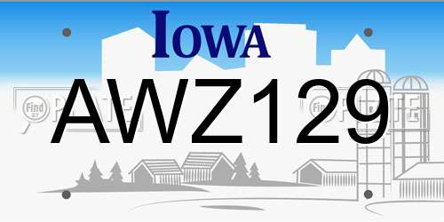 AWZ129 Iowa License Plate