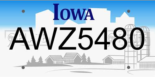 AWZ5480 Iowa License Plate