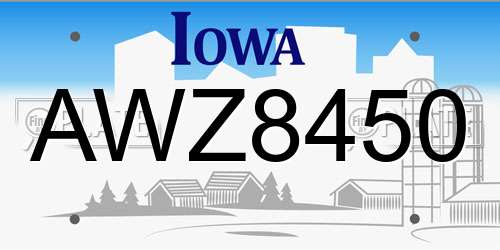 AWZ8450 Iowa License Plate