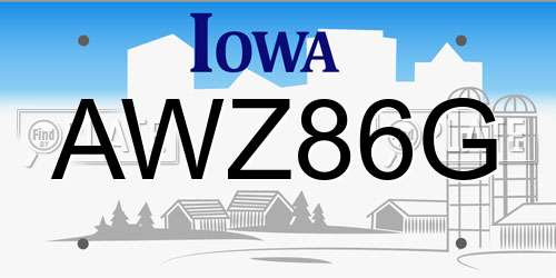 AWZ86G Iowa License Plate