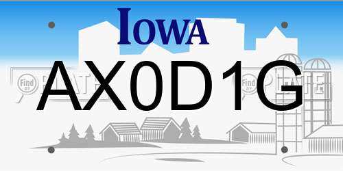 AX0D1G Iowa License Plate