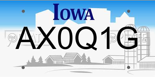 AX0Q1G Iowa License Plate