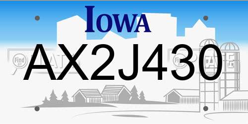 AX2J430 Iowa License Plate