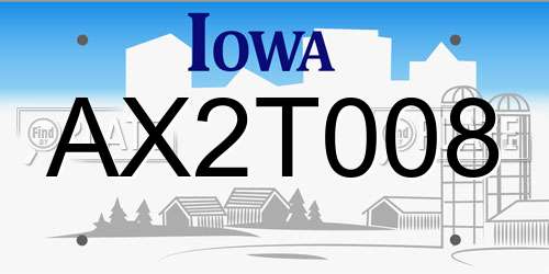 AX2T008 Iowa License Plate