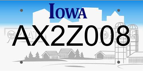 AX2Z008 Iowa License Plate