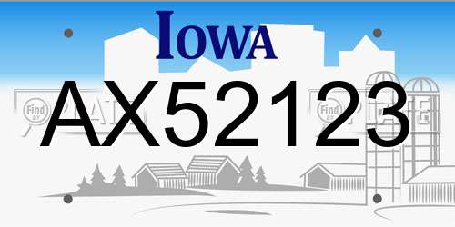 AX52123 Iowa License Plate