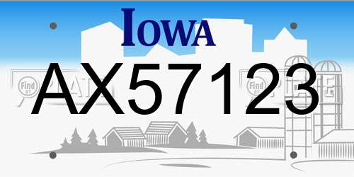 AX57123 Iowa License Plate