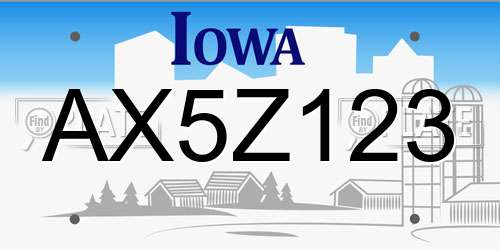 AX5Z123 Iowa License Plate