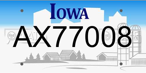 AX77008 Iowa License Plate