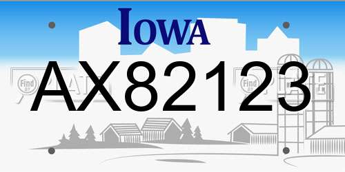 AX82123 Iowa License Plate