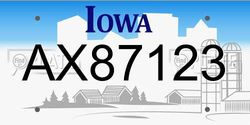 AX87123 Iowa License Plate
