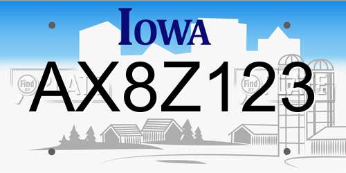 AX8Z123 Iowa License Plate