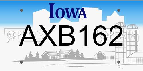AXB162 Iowa License Plate