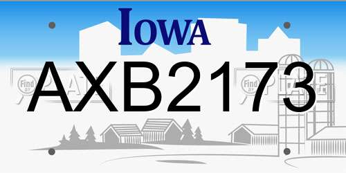 AXB2173 Iowa License Plate
