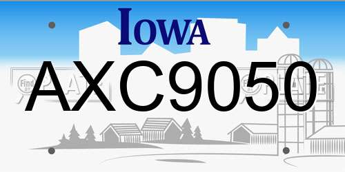 AXC9050 Iowa License Plate