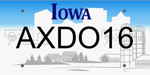AXDO16 Iowa License Plate
