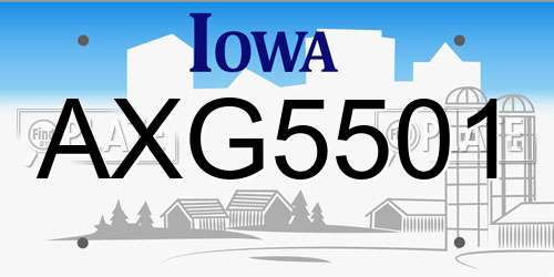 AXG5501 Iowa License Plate