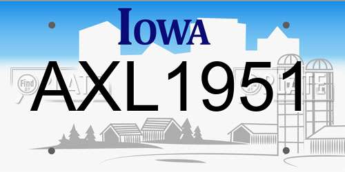 AXL1951 Iowa License Plate