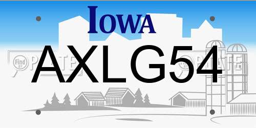AXLG54 Iowa License Plate