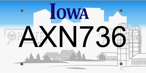 AXN736 Iowa License Plate