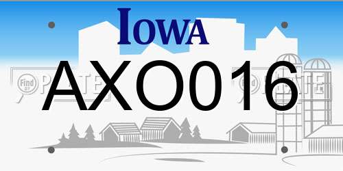 AXO016 Iowa License Plate