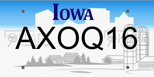 AXOQ16 Iowa License Plate