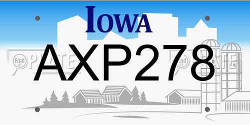 AXP278 Iowa License Plate