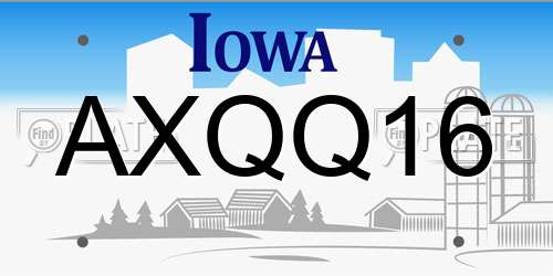 AXQQ16 Iowa License Plate