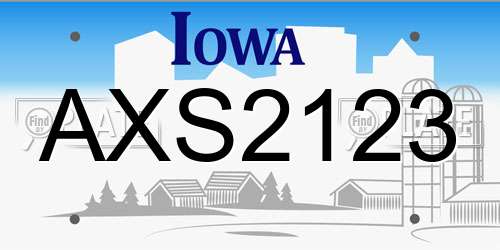 AXS2123 Iowa License Plate