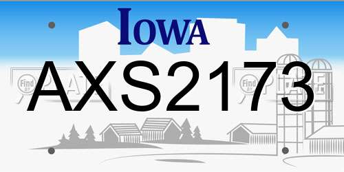 AXS2173 Iowa License Plate