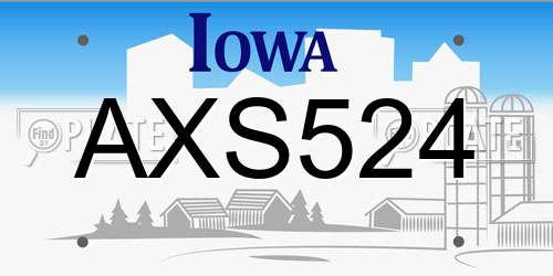 AXS524 Iowa License Plate