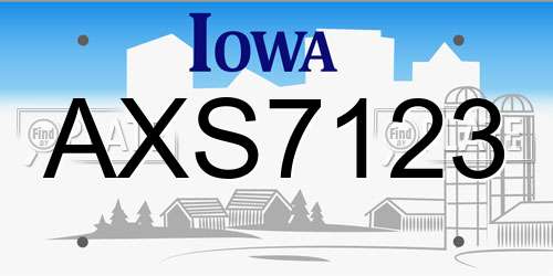 AXS7123 Iowa License Plate