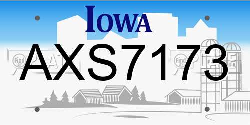 AXS7173 Iowa License Plate