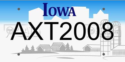 AXT2008 Iowa License Plate