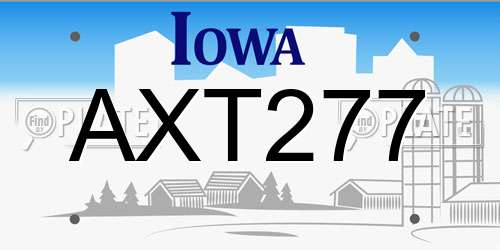 AXT277 Iowa License Plate