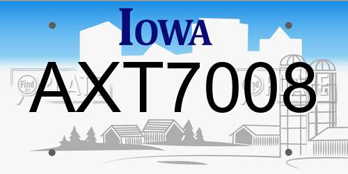 AXT7008 Iowa License Plate