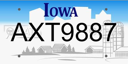 AXT9887 Iowa License Plate