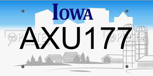 AXU177 Iowa License Plate