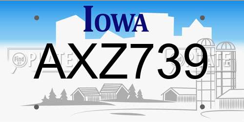 AXZ739 Iowa License Plate