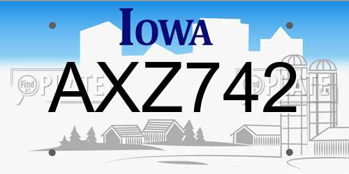 AXZ742 Iowa License Plate