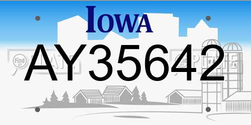 AY35642 Iowa License Plate
