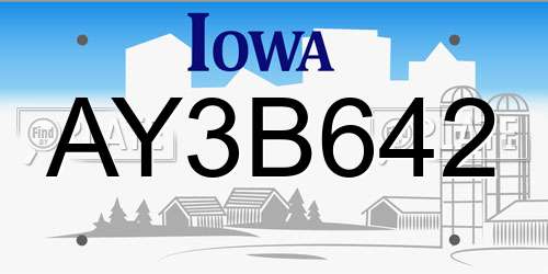 AY3B642 Iowa License Plate