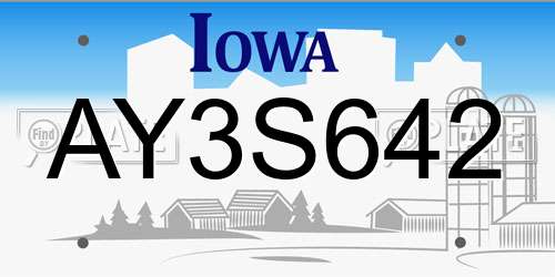 AY3S642 Iowa License Plate