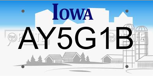 AY5G1B Iowa License Plate